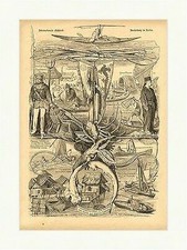 Internationale Fischerei Austellung in Berlin Wurfnetz Reusen Holzstich W 407