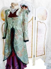 Viktorianischer Gerock Mantel mit Spitzen und Samt Rüschen, Handmade Einzelstück