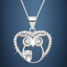 Herz Eule Kette 925 Sterling