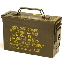 US Army Munitionskiste klein Munikiste Metall Kiste oliv Größe 1 Kaliber 7,62