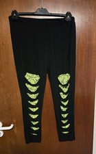 Leggings schwarz Spitze grün