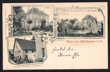 AK Mittelhausen, Gasthaus Wagnerei J. Brückmann, Schloss, Ruine d. ehem. Klammer 