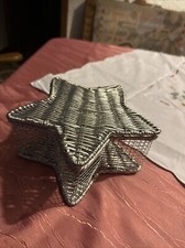 Stern Silber Metall Körbchen Korb Schale Deko Weihnachten Gitter