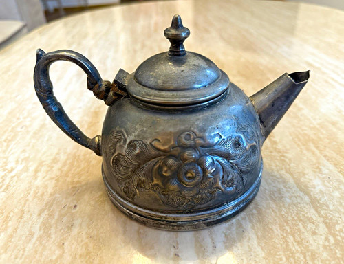 Vintage teekanne metall - vintage, silber