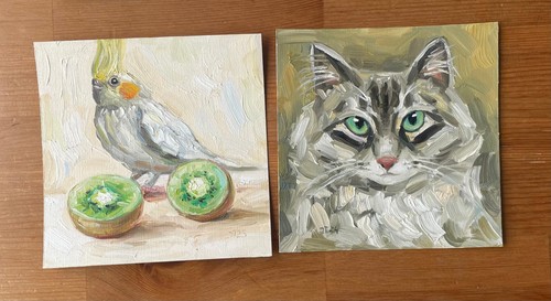 Papagei ölmalerei katze - Ölmalerei,,