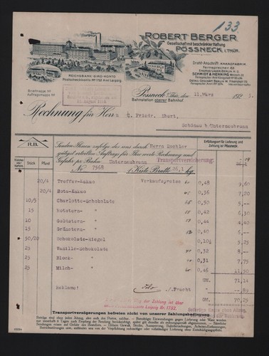 Pössneck rechnung 1923 - rechnung,