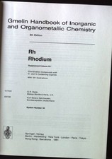 Gmelin handbook of inorganic and organometallic chemistry; Rh : rhodium. Suppl. 