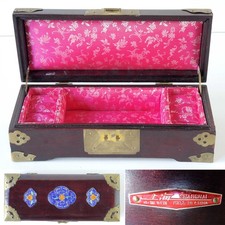 China Schmuck Kästchen Mahagoni Look Messing verziert Shanghai Schatulle pink