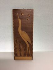Altes DDR Holzbild Storch Kunsthandwerk Retro 60er Jahre Sammler