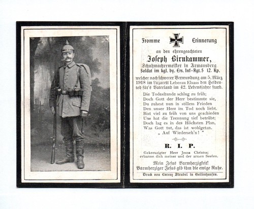 Sterbebild armansberg 1918 - sterbebild,