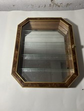 Vintage Sammlervitrine Holz Glas Wandvitrine mit Spiegel Rückwand 4 Böden