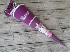 Schultüte / Zuckertüte aus Stoff - 70cm - Lila - Einhorn - Name - NEU