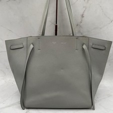 CELINE Cabas Phantom Small Tote Bag Schultertasche Leder Greige Grau Unisex...