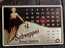 Werbeschild aus Blech, Schweppes, Kalender, Größe ca 30 x 20cm