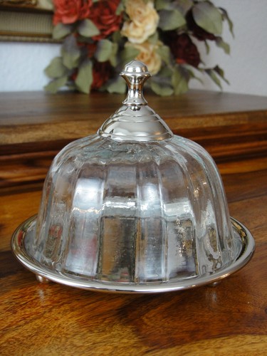 Käseglocke butterdose silber - käseglocke,