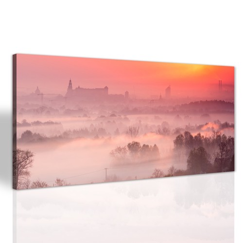 Morgen nebel panorama stadt - morgen,