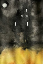 "Baba Jaga Häuser" Original Volkskunst Aquarell & Tusche auf Papier