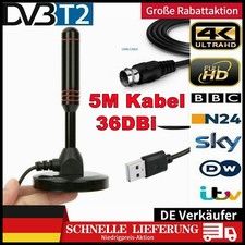Neu DVB-T2 HD Antenne 36DBi Verstärker 5M KabelFernsehkanäle Free TV-Programme A