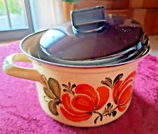 Emailie Topf+mit Deckel* Austria Email+Made in Austria *H. 15cm/B.18 cm+70 er