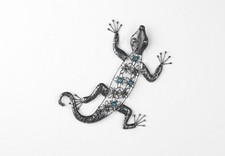 Schöner Deko Gecko Eidechse Salamander Wandhänger Wanddekoration Metall Silber