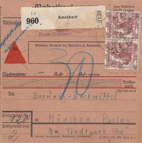 Bizone paketkarte 1948 - bizone,