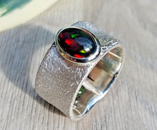 Goldschmiedering Unisex RG 65 Opal massiv handmade 925 Silber - Kiodesign