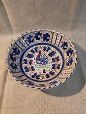 Italienische Majolika Deruta BLAUER HAHN  Schüssel Ø 21 cm handgemalt