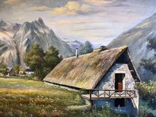 Ölgemälde Landschaft Alm-Hof