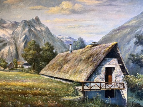 ölgemälde landschaft alm hof - landschaft, alm-hof