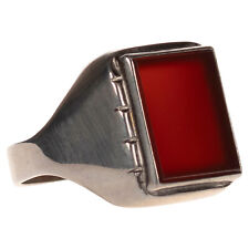 Herrenring Siegelring in Silber 835 mit Karneol Gr. 61 um 1940 - 50 (D2809)