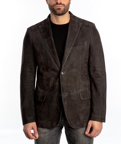 Dunkelgrauer leder blazer - leder,