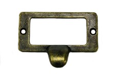 Namensschild für Apothekerschrank mit Griff Griffschale Möbelgriff Antik, A-105