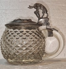 TÜBINGER IGEL Studentika STUDENTENGLAS Bierseidel Bierkrug mit Zinndeckel * 1882