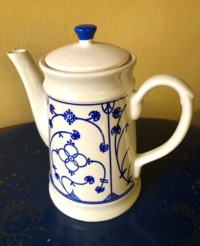 Keramik kaffeekanne weiß blau - keramik,