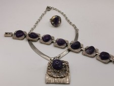 Amethyst SCHMUCKSET 3-TLG SET. KETTE, ARMBAND & Ring (384)