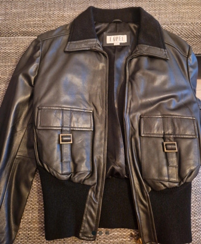 Lapel leder bomberjacke - leder,