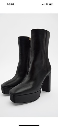 Zara leder plateaustiefelette - zara,