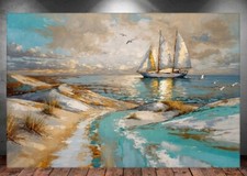 LEINWAND BILD ER XXL ABSTRAKT SEGEL BOOT SCHIFF MEER STRAND WAND POSTER P1306