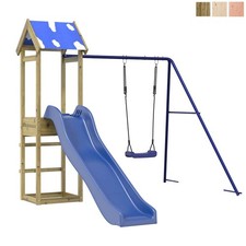 Spielturm Kinder Kletterturm Spiel-Zubehör Klettergerüst mit Schaukel Rutsche