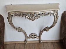 Konsolentisch alte venezianische Barock Konsole im antik Stil Silber mit Marmor