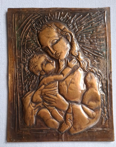 Vintage kupferrelief maria - kupferrelief, mit
