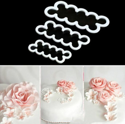 3er rose cutter fondant - fondant, blumen