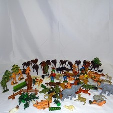 Konvolut alte Figuren Masse Plastik 1950er 60er Tiere Cowboys Indianer DD  (842)