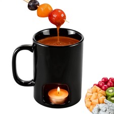 Schoko Fondue Tasse Weinachtstassen mini Schokofondue Set Keramik mit Teelicht
