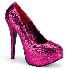 Sale TEEZE-06GW Bordello versteckter Plateaupumps extra Weite hotpink Glitter 43