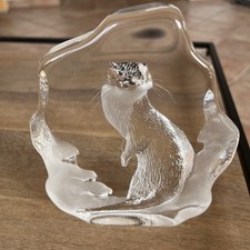 Vintage 1970er MATTEN JONASSON Bleikristall Otter signiert nummeriert 