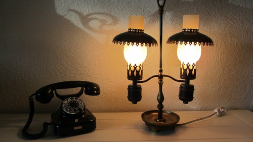 Lampe tischlampe bronze glas - tischlampe,