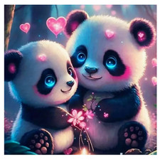 Kunstvolles Panda-Diamond Painting im Set ohne Bilderrahmen 20x20 cm