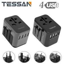 Reiseadapter Weltweit mit 2- 4 USB für EU USA UK Thailand Italien Grau/Schwarz