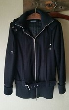 Marco Polo Winter Jacke Woll Mantel schwarz Gr 36 (38) Hüftgürtel Strickbündchen